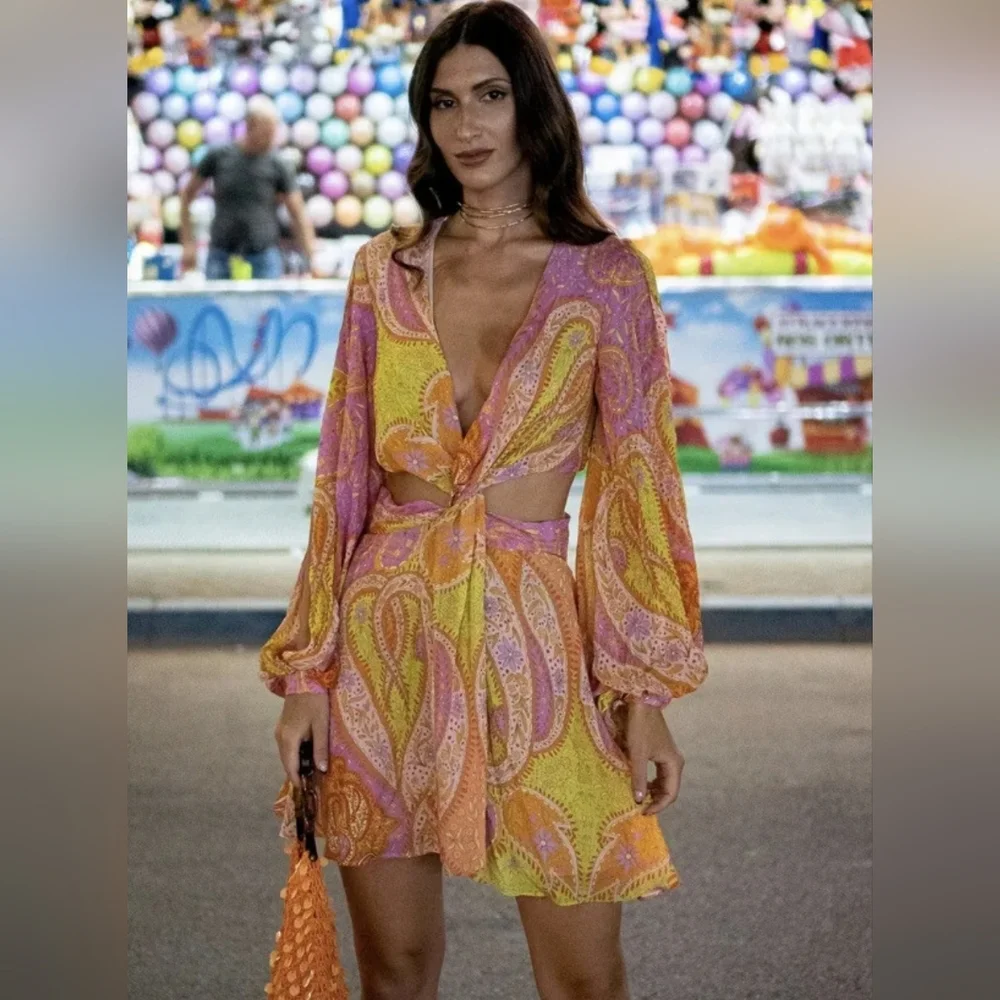 Cut Out Printed Dress Size S - Picture 4 of 8